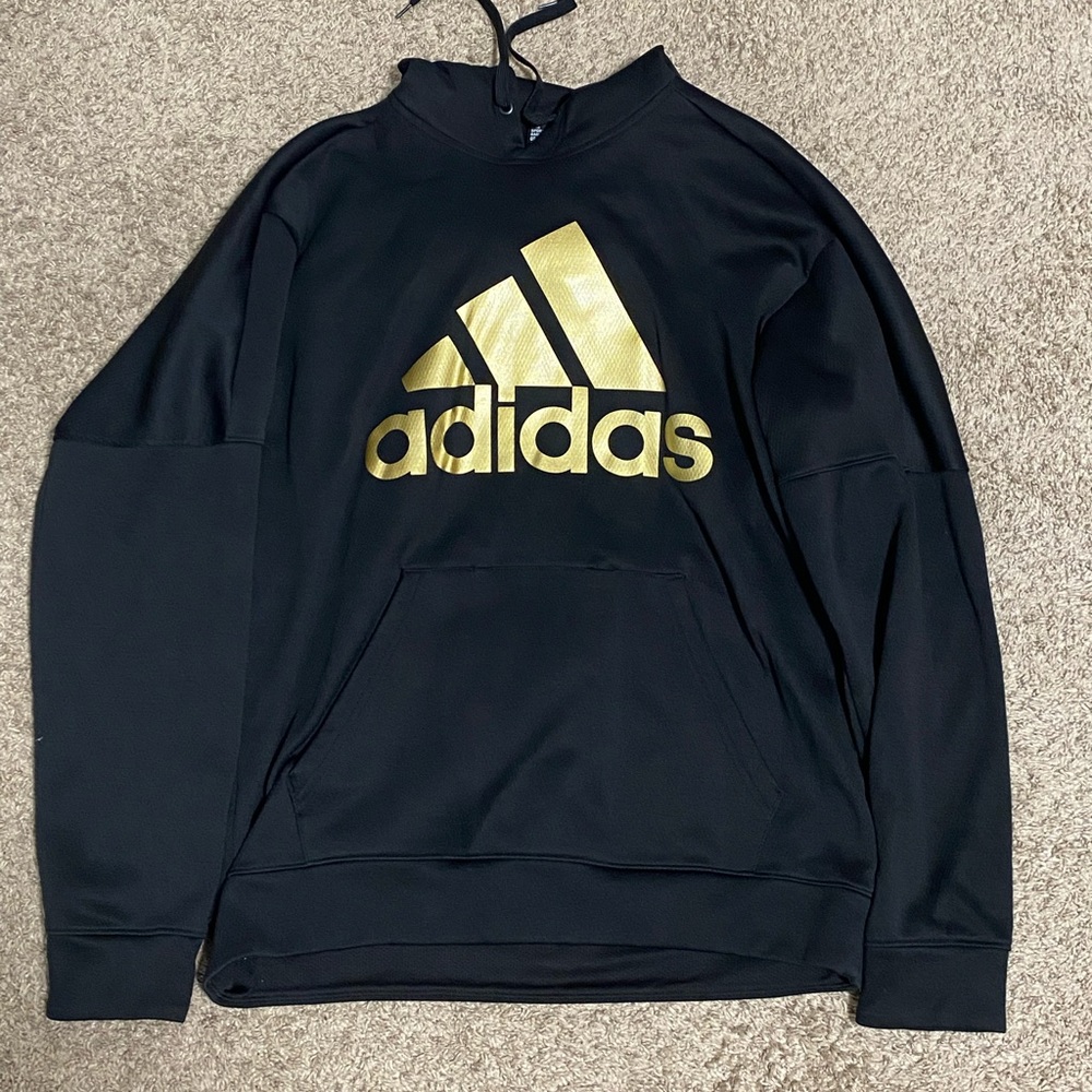 Adidas Black Hoodie with gold logo